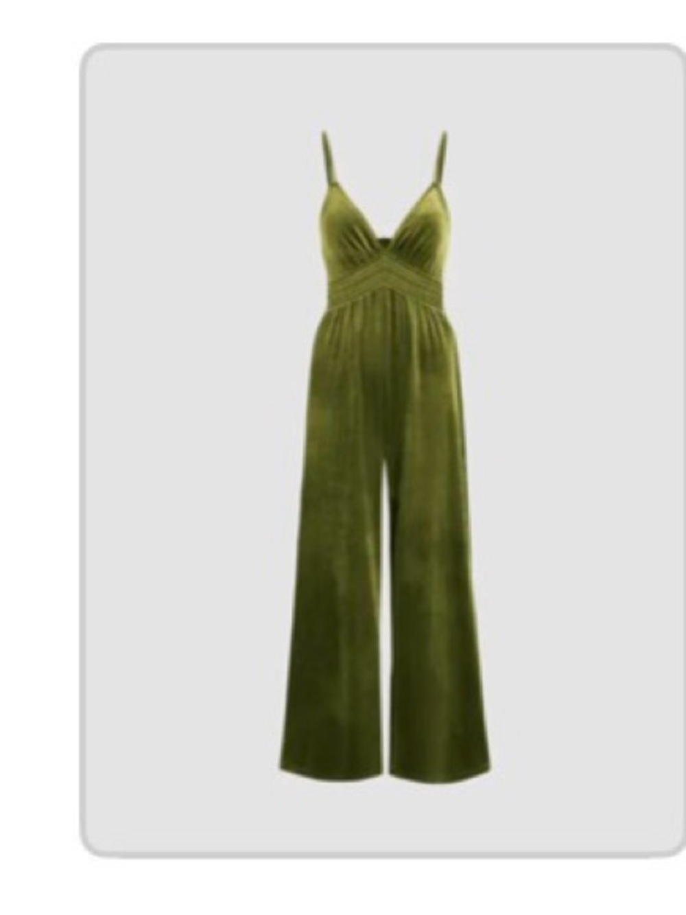 Cider Olive Green Velvet Wide-Leg Strappy Jumpsuit